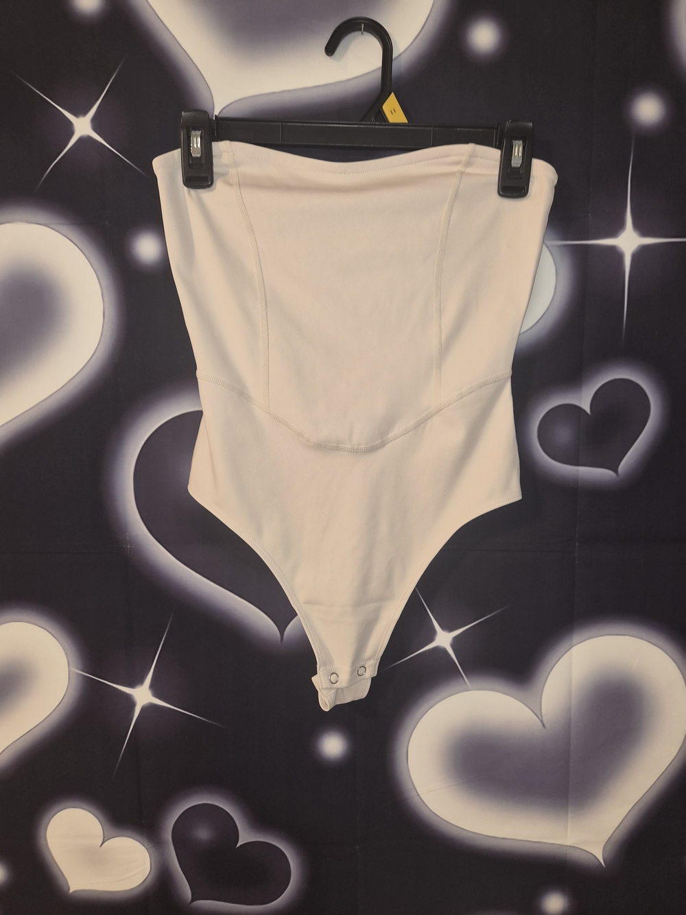 Strapless White Women’s Bodysuit - Classic Seam Detail